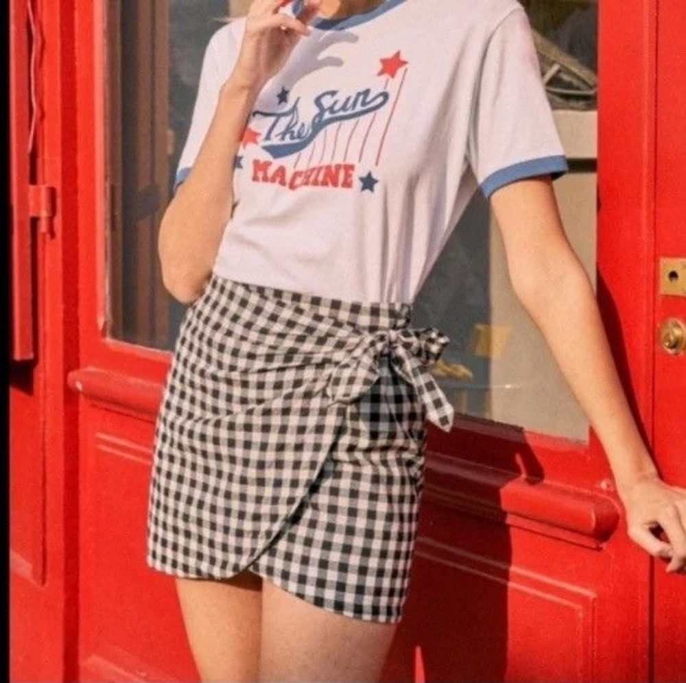 Sezane Pacome Checkered Skirt size 38 NWT